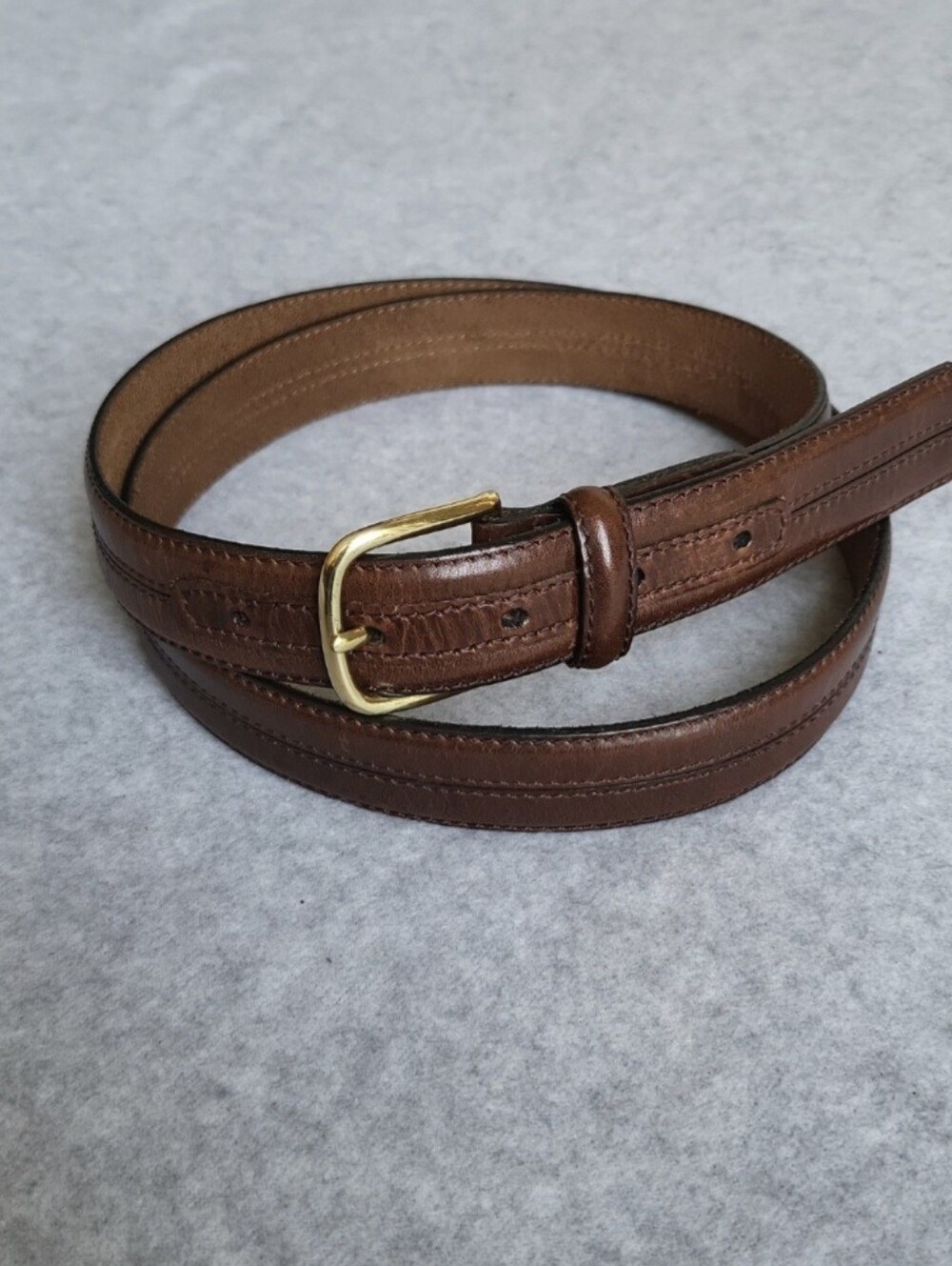 Dress Belt Mens 42/105 Brown Harness Leather Brass Buckle Work Business Casual